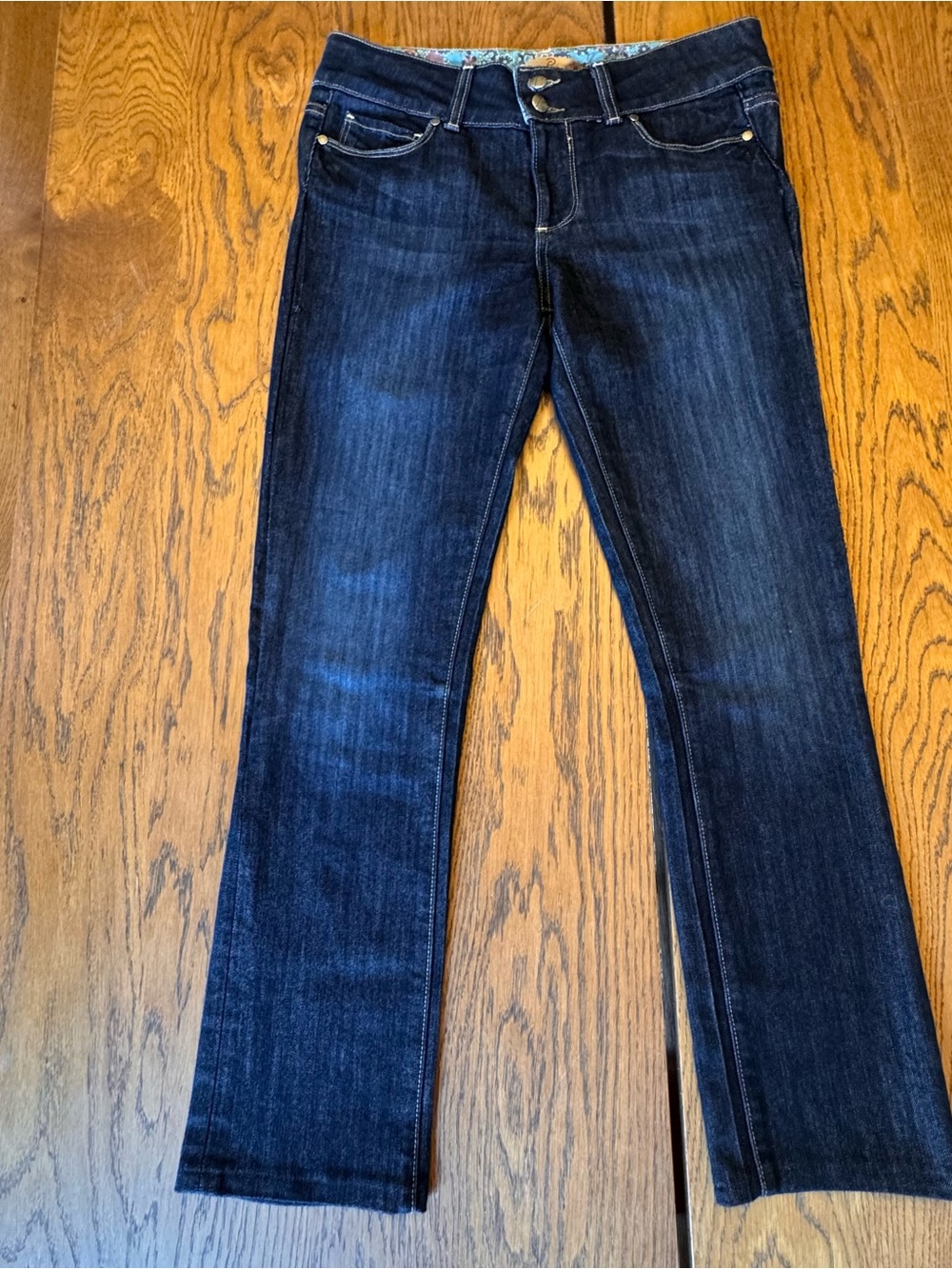 PAIGE Women's Straight Leg Jeans in Dark Indigo Wash Low Rise Mid Rise Y2K